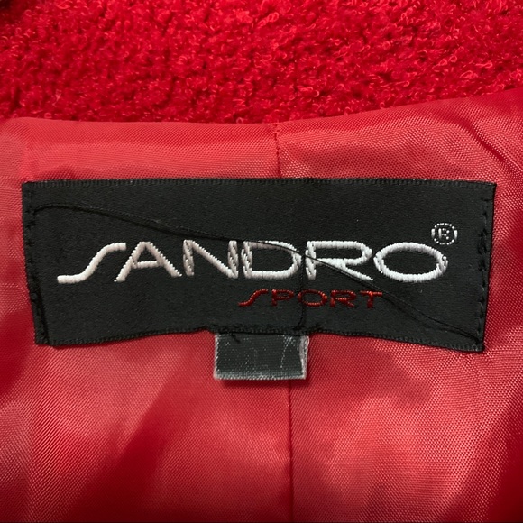 Vintage Sandro Red Teddy Fuzzy Boxy Jacket L - Picture 3 of 7